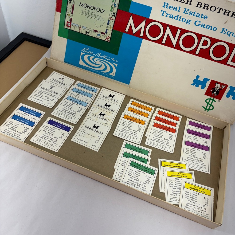 Vintage Parker Brothers Monopoly Replacement Property Title Deed Cards Set of 27